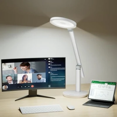 Imagen de Honeywell Lámparas LED Escritorio Oficina Hogar H6 sunturalux ™ Automáticas de Dimmer, Memoria y Cronómetro, Máximas 18W/800lm, 2700k 5000k, Estudios Cuidado Lectura(Blanco)
