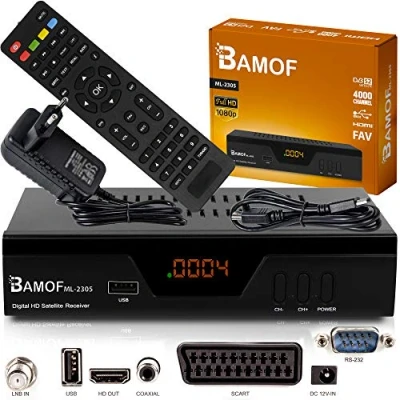 Imagen de HD line Bamof 2305 Receptor de satélite Digital (HDTV, DVB S/S2, HDMI, euroconector, 2 Puertos USB 2.0, Full 1080p) [preprogramado para Astra Hotbird Türksat] [Clase energética A+++]