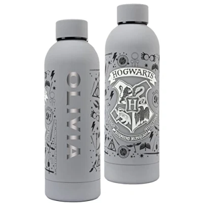 Imagen de Harry Potter Botella de agua acero inoxidable, personalizable, diseño Hogwarts, 700 ml, a prueba fugas, regalo