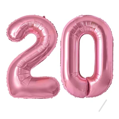 Imagen de Globos de cumpleaños 40 pulgadas decoración 20 años Globo inflable lámina rosa decoracion