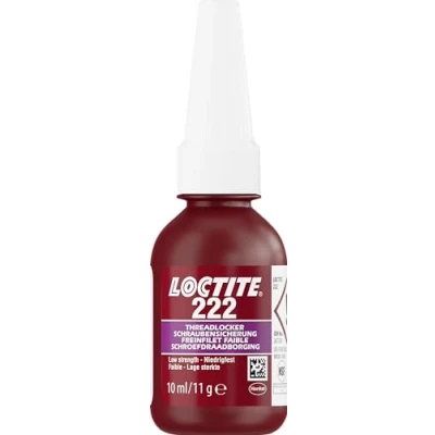 Imagen de LOCTITE Tornillo de seguridad 222, adhesivo para tornillos ajuste asegurar baja resistencia, pequeñas roscas metal, 1 x 10 ml