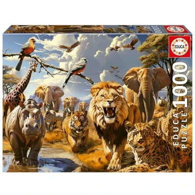 Imagen de Educa Animales Salvajes Puzzle de 1000 Piezas para Adultos. Medidas: 68 x 48 cm. Incluye Cola Fix Puzzle. A Partir 14 años (19920)