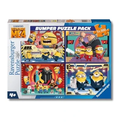 Imagen de Ravensburger puzzle Minions, Mi Villano Favorito, infantil, 4 puzzles de 100 piezas, 4x100 Bumper Pack, para niños +5 años, Tamaño 36x26cm