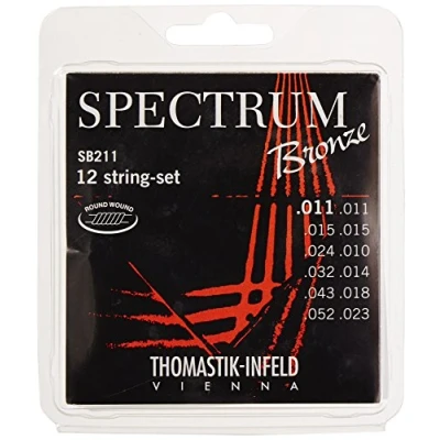 Imagen de Thomastik Cuerdas para Guitarra Acústica Spectrum Bronze Series sin níquel juego SB211 12 string ligero .011 .052