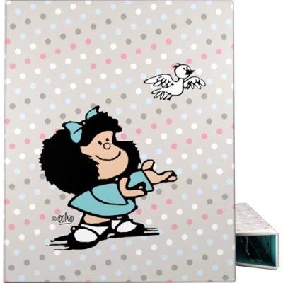 Imagen de Grafoplas Carpeta de Anillas Mafalda Bird A4, 4 Mixtas 25mm, Suave al Tacto, Certificado FSC, Tapas Duras, Plastificado Soft, Perfecto Material Escolar