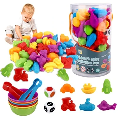 Imagen de vvhippo Montessori Juguete Educativo, Juguetes para niños Contar 48 Piezas Juego de Combinación matemáticas con Cuenco, Pinzas, 3 4 5 años (ZJWJ QC)