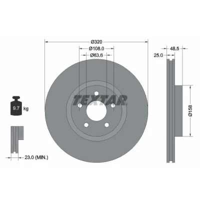 Imagen de TEXTAR PRO+ 92149105 Disco de freno VOLVO: S40 II, V50, C30, FORD: Tourneo Connect / Grand V408 Familiar