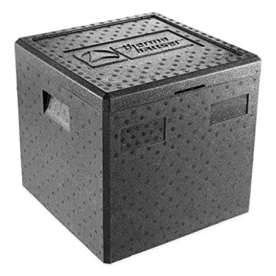 Imagen de thermohauser Caja térmica de EPP para pizza, con tapa, 41,5 litros, 41 x 40 cm, entrega pizzas, color negro