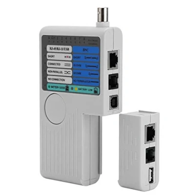 Imagen de Richer R Tester de Cables Red/Líneas Telefónica,Probador Medidor Cable Remoto para RJ11 / RJ45 BNC/USB,Comprobador Portátil con Pantalla LED