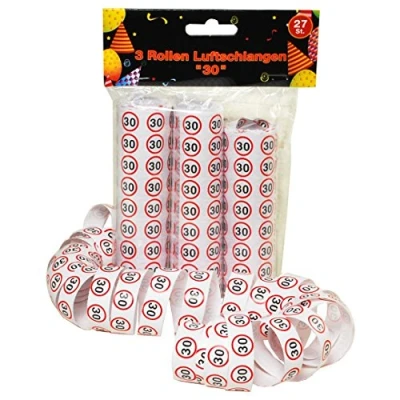 Imagen de Schmidt Serpentinas 3 Rollos de 9 Unidades Cada uno. Señal tráfico Rojo/Blanco Número, Papel, Zahl 30