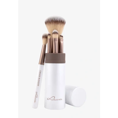 Imagen de Set de Pinceles Maquillaje Luvia Cosmetics Travel Macchiato, 5 cosmética Incl. Almacenamiento Maquillaje, Kit Belleza, Vegano (Blanco/Macchiato)