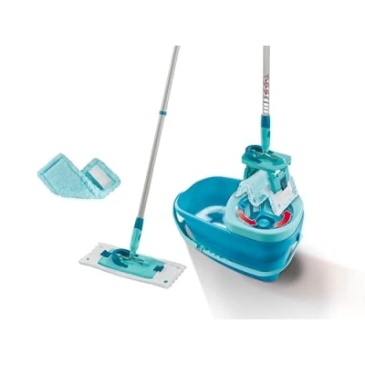 Imagen de Set Leifheit mopa Clean Twist M Ergo 2.0, fregona con cubo 1x funda de microfibra para todo tipo suelo &amp; electrostática polvo, plana mecanismo centrifugado