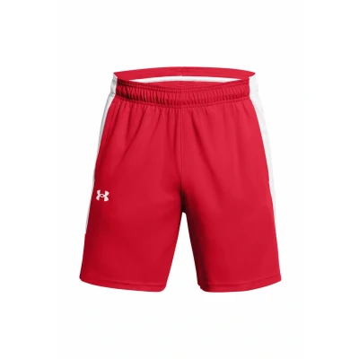 Imagen de Under Armour UA Baseline Short pantalones holgados con bolsillos para hombre, cortos deportivos jugar al baloncesto, color rojo/blanco/blanco