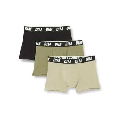 Imagen de DIM Boxer 3 PACK Boxer, Hombre, Talla: 5, Noir/vert olive/taupe