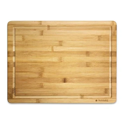 Imagen de Navaris Tabla para cortar de bambú cocina con ranura jugos Accesorio picar o servir carne vegetales quesos 45 x 34 CM