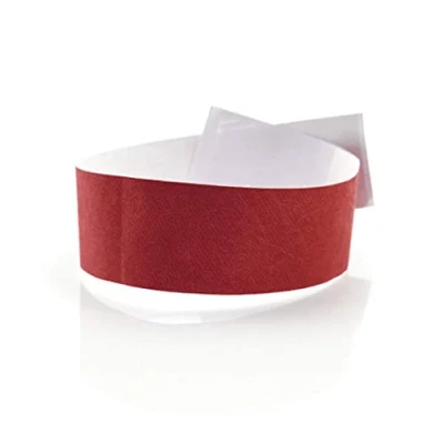 Imagen de Fun Fan Line 200 unidades Pulseras identificativas 19 mm de papel tyvek. control numeradas con cierre adhesivo. Intransferible y resistente al agua. (Color Rojo)