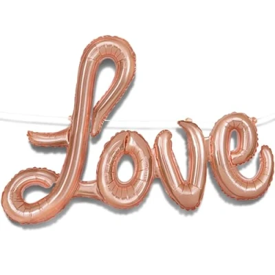 Imagen de Unique Party Kit de Banner Globo Carta &quot;Love&quot; Color Oro Rosa (53687)