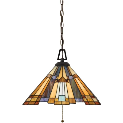 Imagen de QUOIZEL Colgante Inglenook look Tiffany suspensión cadena