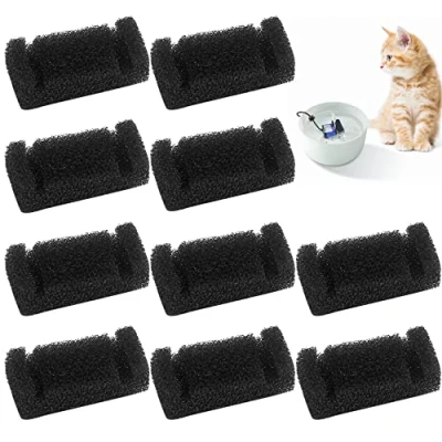 Imagen de 10 filtros de Espuma Fuente Agua para Gatos, Filtro Esponja Gato, dispensador automático Potable 84 onzas, 2.5 l