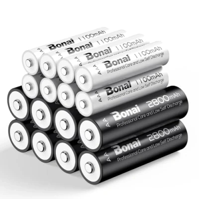 Imagen de BONAI 16 Piezas Pilas Recargables AA/AAA,Batería AA AAA 2800/1100 mAh 1.2V 1200 Ciclos de Recargable NI MH, Precargadas, Baja Autodescarga