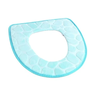 Imagen de Wenko Maximex cojín para el Inodoro con Espuma viscoelástica, Suave y Agradable la Piel, práctico Cierre de Velcro, Azul, Lavable. 36 x 43 cm