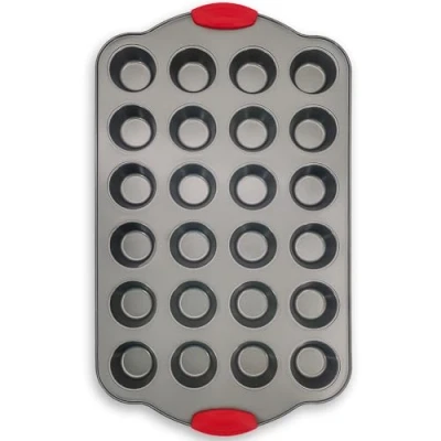 Imagen de Boxiki Kitchen Mini Molde para muffins de 24 tazas con asas silicona cupcakes antiadherente profesional muffins, cupcakes, bocados huevo y más