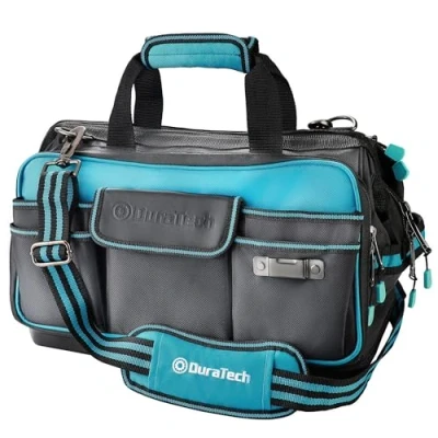 Imagen de DURATECH Bolsa de Herramientas 43 x 29 30 cm, con Carga Máxima kg, Respaldo Rígido Resistente al Agua, Correa Ancha Ajustable para el Hombro, Cremallera Flexible