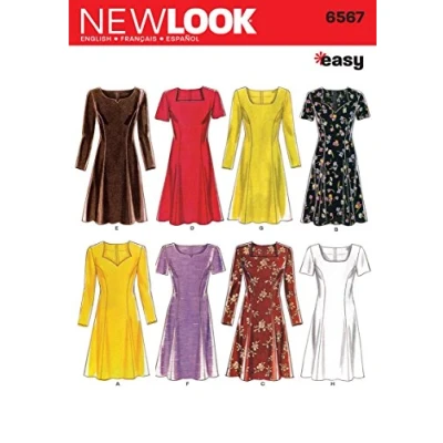 Imagen de Simplicity New Look 6567 Patrón de Costura para Vestidos Mujer, Talla A, Papel, Blanco, A (6 8 10 12 14 16)