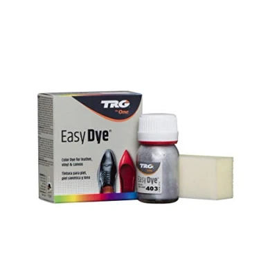 Imagen de TRG The One Tinte para Calzado y Complementos de Piel Tintura zapatos Piel, Lona Sintética con Esponja aplicadora Easy dye #403 Plata Brillante, 25ml