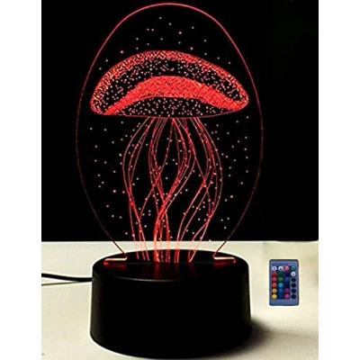 Imagen de HPBN8 Ltd Ilusión Optica 3D Medusa Luz Nocturna Led Lámpara 7/16 Colores Control Remoto USB Power Juguetes Decoración Navidad Cumpleaños Regalo
