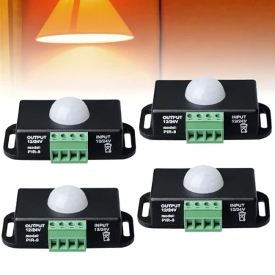 Imagen de 4 Pieza Interruptor con Sensor de Movimiento, Controlador LED PIR 12V/24V para Tiras Luz Flexibles