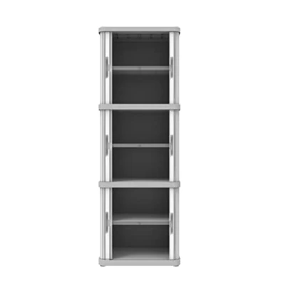 Imagen de Terry, Rolling Space Cab 3, armario interior y exterior de 3 compartimentos con dos puertas correderas, estantes interiores ajustables, gris, plástico reciclado, dimensiones: 59 x 36 170 cm