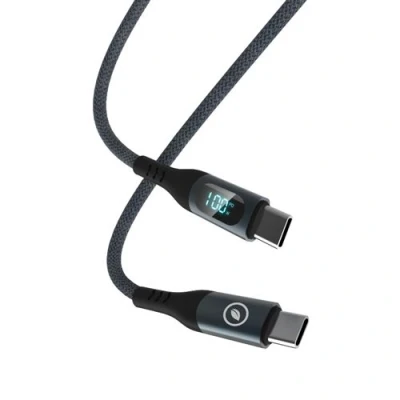 Imagen de Cable De Carga Muvit For Change Tipo C A 100w Con Pantalla Lcd 120cm Gris