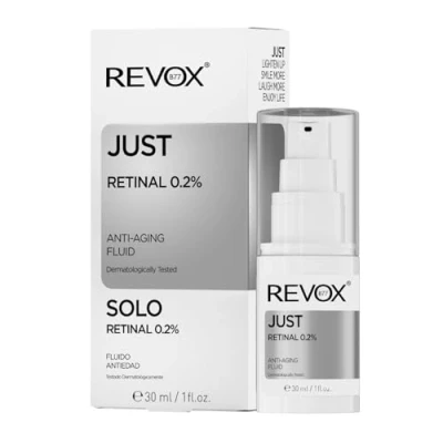 Imagen de REVOX B77 Just Retinal 0.2% Fluid, 30 ml, Sérum Antiedad, Renovación Celular, Reduce Arrugas y Finas Líneas, Firmeza Elasticidad, Mejora Textura Tono de Piel, Estimula Producción Colágeno