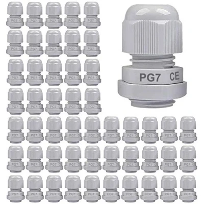 Imagen de Gebildet 50Piezas IP68 Impermeable Conectores de Cable, PG7 Glándulas Cable con Ajustables Juntas, Prueba Agua 3 6.5mm Plastico Gland Conectores, M12 x 1.5 (Blanco)
