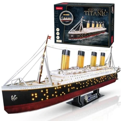 Imagen de CubicFun Puzzle 3D Titanic LED Grande Maquetas de Barcos Juguetes Souvenirs Regalos Originales para Adultos y Adolescentes, 266 Piezas