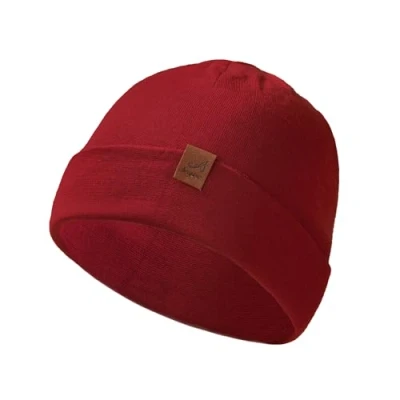 Imagen de ACUSHLA gorro de lana merino 100 % para hombre y mujer, invierno punto, unisex, reloj clima frío, Rojo 108, talla única