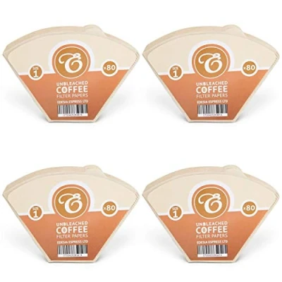 Imagen de EDESIA ESPRESS Pack de 320 filtros papel para café Forma cono Sin blanquear Marrón Tamaño 1