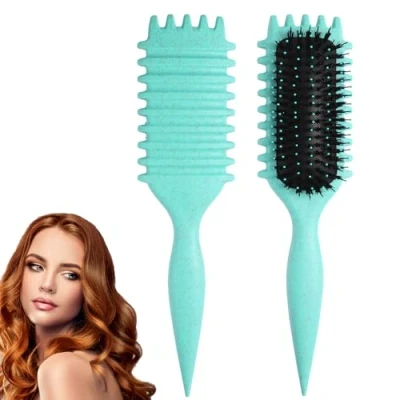 Imagen de 2024 Nueva Curl Hair Defining Brush Define Styling Cepillo Pelo Cerdas Jabalí, Unisex (B)