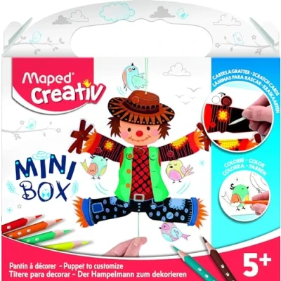 Imagen de Maped Set de Manualidades para Niños Títere Decorar Apto a Partir 5 Años Diseño Espantapájaros Articulado Incluye 1 Títere, 6 Lápices Colores, 2 Cuerdas, bastón y Pegatinas