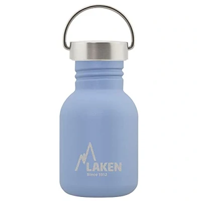 Imagen de LAKEN Botella de Agua Acero Inoxidable (0,35L Azul) con Tapón Vintage Reutilizable y Sostenible para Niños Adultos: Ideal Deporte, Escuela, Café