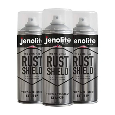 Imagen de JENOLITE Rust Shield Aerosol Laca Transparente PREVIENE el ÓXIDO Protege contra óxido y la corrosión Automóviles, Motocicletas, Adornos, Metal Desnudo Pintura 3 x 400ml