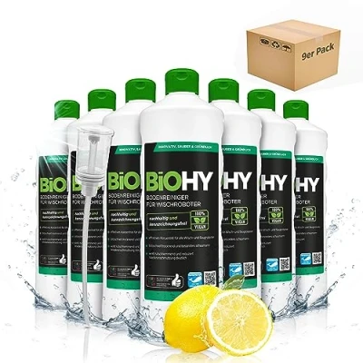 Imagen de BiOHY Limpiador pisos para robots limpiadores (9 botellas de 1 litro) + Dosificador Concentrado todos robot aspirador con función húmeda (Wischroboter)