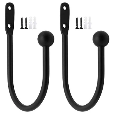 Imagen de DXLing 2 Piezas Gancho para Sujeciones de Cortinas metálicas Cortina Tieback Hook Bolas Metal Abrazadera Alzapaños y Ganchos Pinzas Decorativos Trasero Negro
