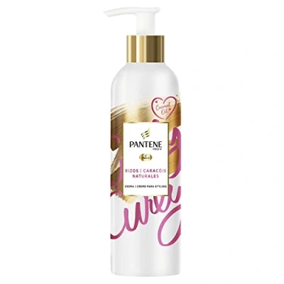 Imagen de Pantene Pro V Crema de Peinar para Rizos con Movimiento Nutritiva y Protectora Frente Al Calor, Aceite Coco, 235 ml