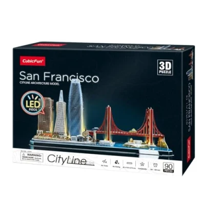 Imagen de Puzzle 3D San Francisco LED Cityline Regalo Niños 8 Años Adultos Y Maquetas para Montar Construir Puzzles 90 Piezas