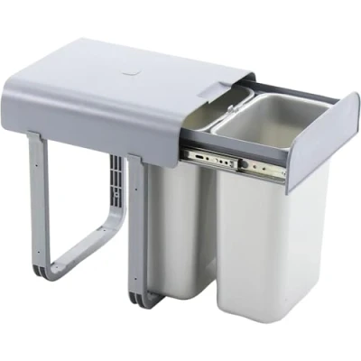 Imagen de Ekotech Aladin Cubo de basura (2 x 8 L, extensible a partir 40 cm ancho), color gris