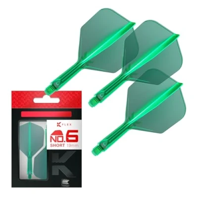 Imagen de Target Darts K Flex Integrated Dart Flight and Shaft, No.6 Verde (Corto) Lote de 3 Plumas y Caña para Dardos No 6, Moldeado Precisión 2 en 1 Accesorios Profesionales