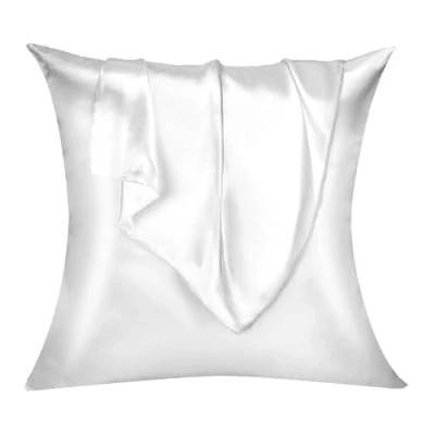 Imagen de Lirex 2 Paquetes Funda Almohada Satinado, Microfibra de Color Sólido Suave Sin Arrugas Resistente a la Decoloración Respirable (60 x 60 cm, Blanco)