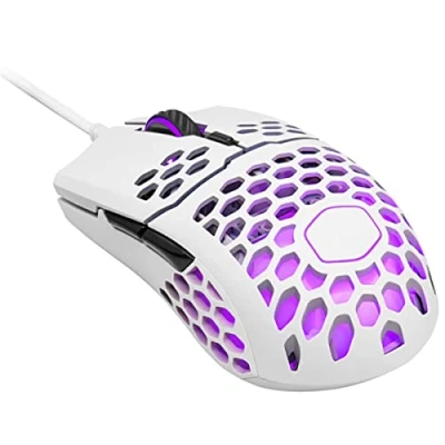 Imagen de Cooler Master MM711 RGB LED Lightweight 60g Wired Gaming Mouse 16000 DPI Optical Sensor, 20 Million Click Omron Switches, Smooth Glide PTFE Feet, and Ambidextrous Honeycomb Shell Matte White